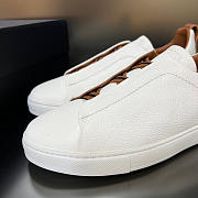 Zegna Off White Deerskin Triples Sneakers - 3
