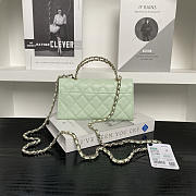 Chanel Flap Chain Bag Green Caviar Gold With Handle 18x10x4.5cm - 6