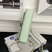 Chanel Flap Chain Bag Green Caviar Gold With Handle 18x10x4.5cm - 5