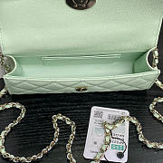 Chanel Flap Chain Bag Green Caviar Gold With Handle 18x10x4.5cm - 2
