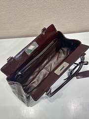 Prada Medium Leather Tote Bag Red Wine 38x21x8cm - 4