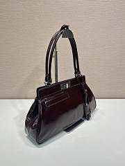 Prada Medium Leather Tote Bag Red Wine 38x21x8cm - 3