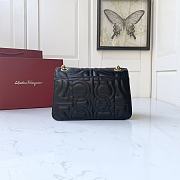 Ferragamo Quilted Gancini Large Flap Bag Black 25x16x9cm - 6