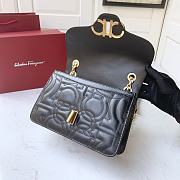 Ferragamo Quilted Gancini Large Flap Bag Black 25x16x9cm - 5