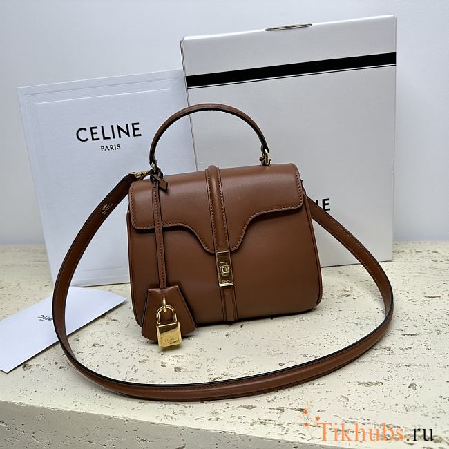 Celine Mini 16 Satinated Calfskin Brown 18.5x15.5x9cm - 1