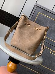 Chanel Bucket Bag Brown Suede Calfskin 27x20x14cm - 2