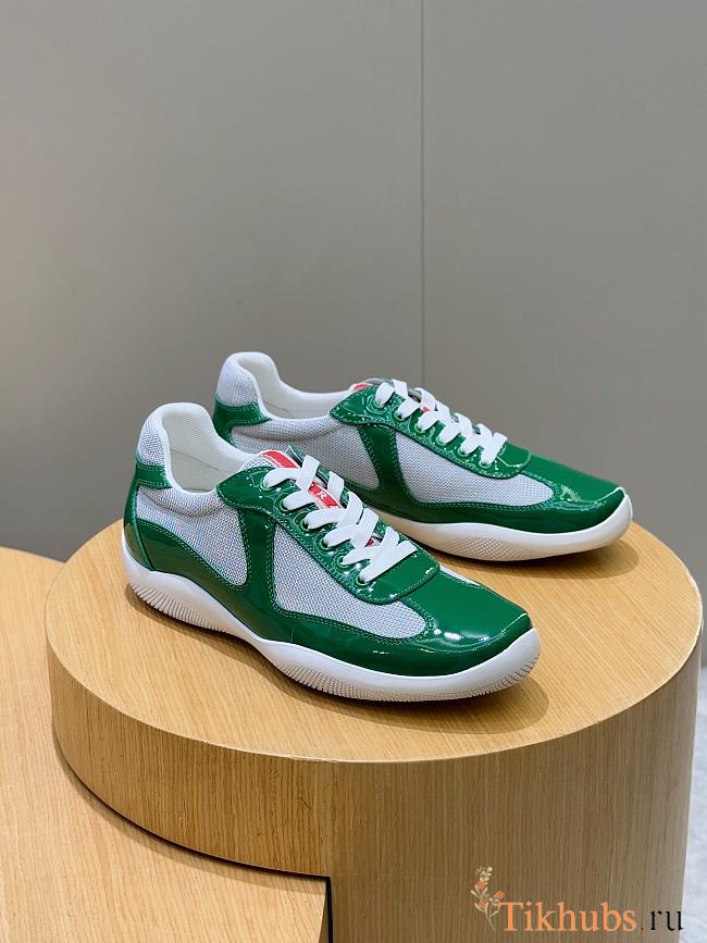 Prada Patent Technical Fabric Sneakers Green  - 1