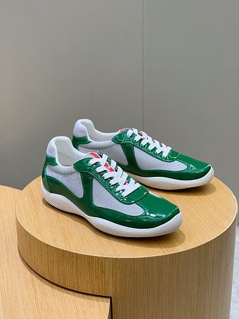 Prada Patent Technical Fabric Sneakers Green 