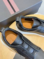 Zegna Black Leather Triple Stitch Sneakers - 2