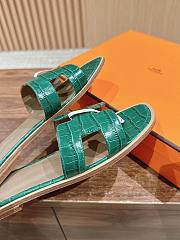 Hermes Oran Green Crocodile slides - 3
