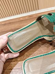 Hermes Oran Green Crocodile slides - 4