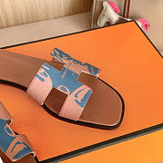 Hermes Oran Brown Blue Slides - 3