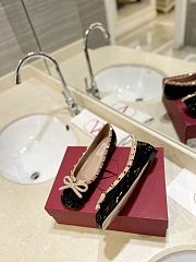Valentino Garavani Rockstud Patent Black Ballerina Flat - 4