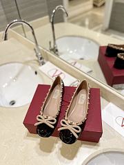 Valentino Garavani Rockstud Patent Black Ballerina Flat - 3