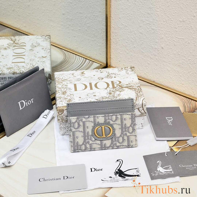 Dior 30 Montaigne Freesia Card Holder Grey 10.5x7.5x1cm - 1