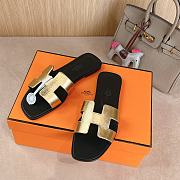 Hermes Oran Gold Black Slides 02 - 2