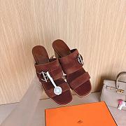 Hermes Kute 60 Sandal Suede Chocolat Heel - 4