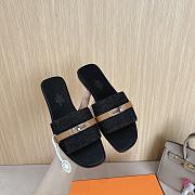 Hermes Gabriel Black Denim Slides - 3