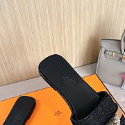 Hermes Gabriel Black Denim Slides - 2