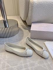 Jimmy Choo Elme Flat White Satin Pearl Flats - 1