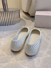 Jimmy Choo Elme Flat White Satin Pearl Flats - 5