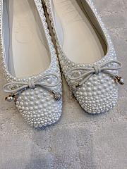 Jimmy Choo Elme Flat White Satin Pearl Flats - 4