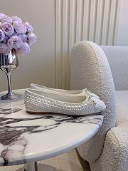 Jimmy Choo Elme Flat White Satin Pearl Flats - 2
