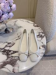 Jimmy Choo Elme Flat White Satin Pearl Flats - 3