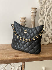 Chanel Hobo Bag Black Gold Lambskin 30x26x7cm - 2