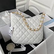 Chanel Hobo Bag White Gold Lambskin 30x26x7cm - 4
