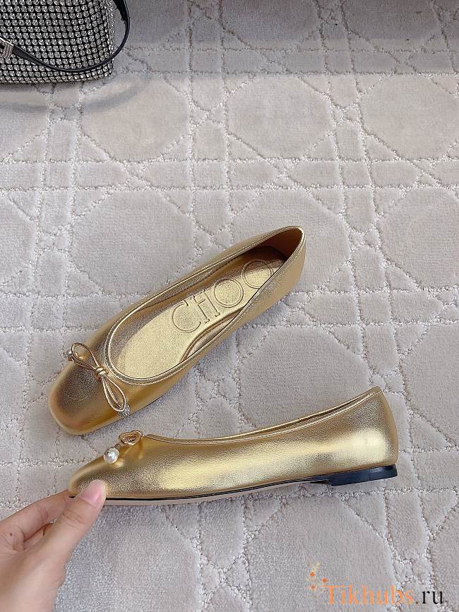 Jimmy Choo Elme Flat Gold Metallic  - 1
