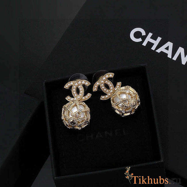 Chanel CC Earrings Light Gold - 1