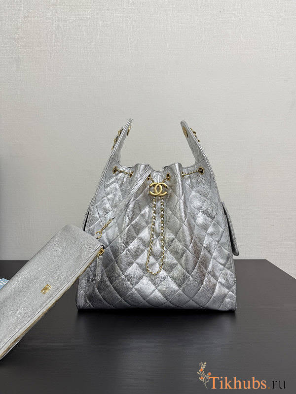 Chanel Medium 25C Hobo Bag Silver Caviar Gold 40x30x15cm - 1