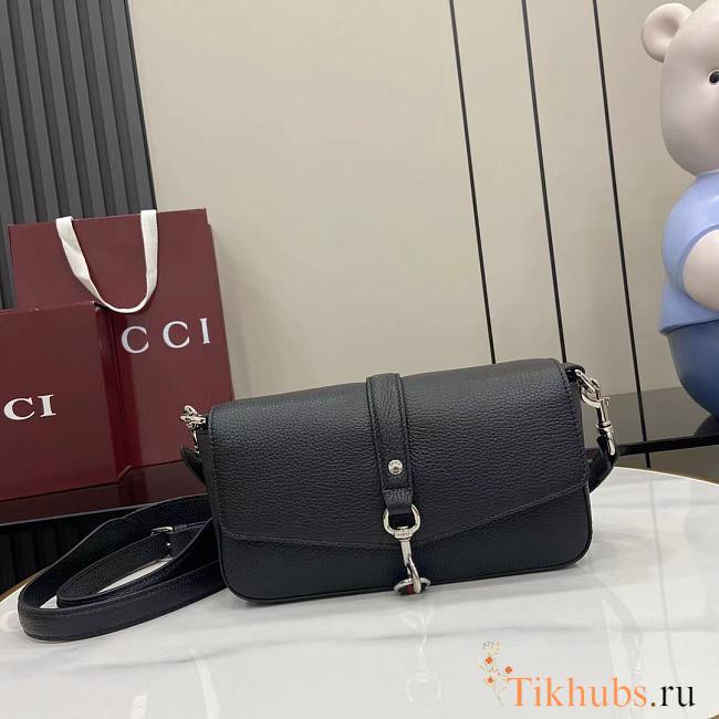 Gucci Small Crossbody Bag Hook Closure Black 23.5x12.5x6.5cm - 1