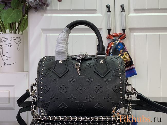 Louis Vuitton LV Speedy 20 Trunk Bag Black 20.5x13.5x11cm - 1
