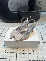 Manolo Blahnik Val 70 Suede Slingback Pumps Grey - 2