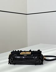 Fendi Baguette Mini Fuchsia Sequin Leather Black Bag 19x11x5cm - 4