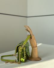 Fendi Baguette Mini Fuchsia Sequin Leather Green Bag 19x11x5cm - 6