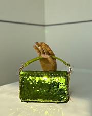 Fendi Baguette Mini Fuchsia Sequin Leather Green Bag 19x11x5cm - 2