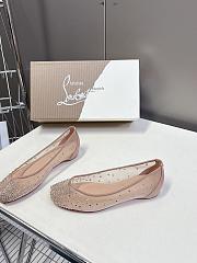Christian Louboutin Marlougiela Strass Ballerinas Patent Beige - 5