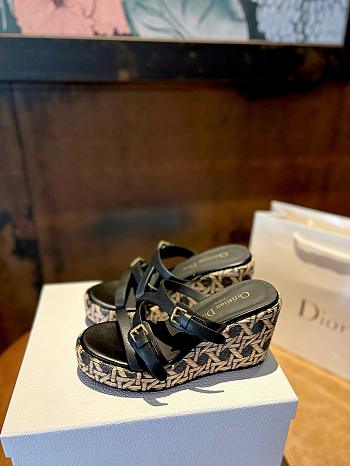 Dior L'Amazone Wedge Slide Black Calfskin 