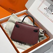 Hermes Mini Kelly Bag Tricolor Wine Black Silver 19cm - 4