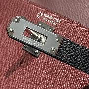 Hermes Mini Kelly Bag Tricolor Wine Black Silver 19cm - 3