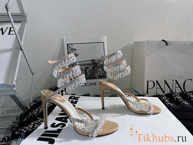 Rene Caovilla Chandelier Crystal-embellished Gold Sandals 10cm - 1