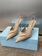 Prada Brushed Leather Slingback Pumps Beige 7.5cm - 2