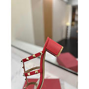 Valentino Rockstud Red Mule Sandals Heel 6cm - 5