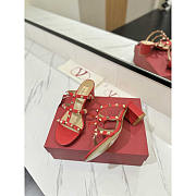 Valentino Rockstud Red Mule Sandals Heel 6cm - 3