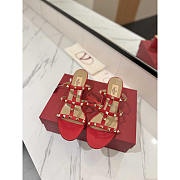 Valentino Rockstud Red Mule Sandals Heel 6cm - 2