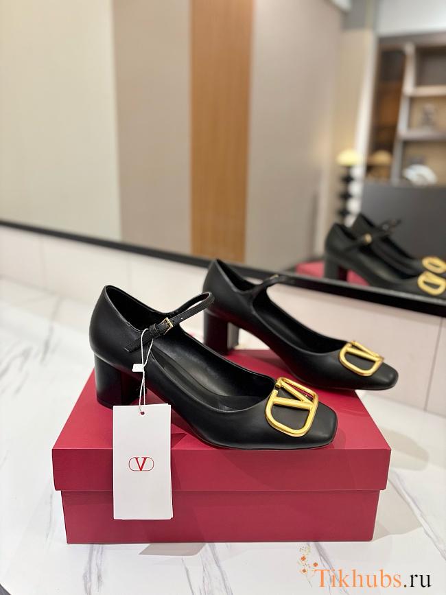 Valentino Garavani Ankle Strap Mary Jane Black Gold Pumps 6cm - 1
