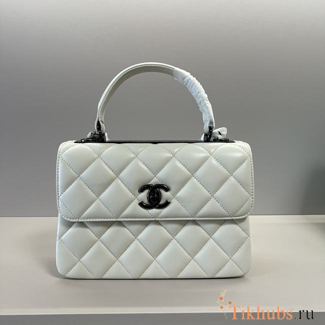 Chanel Trendy Top Handle White Black Lambskin Bag 25cm - 1